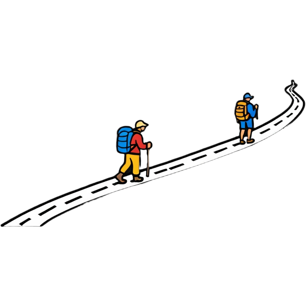 lonesome hiker walks down the camino de santiago path emoji