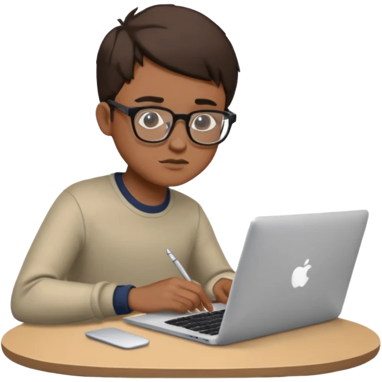 boy working in Macbook, he graphic designer emoji