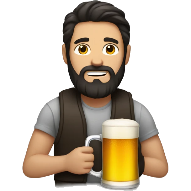 guy with dark hair and beard holding a mug of beer  emoji