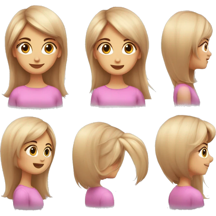 chica pelo largo moreno alta delgada morena flequillo con vestido rosa emoji