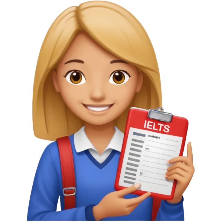Девушка, которая в руках с результатами IELTS 7.5  emoji