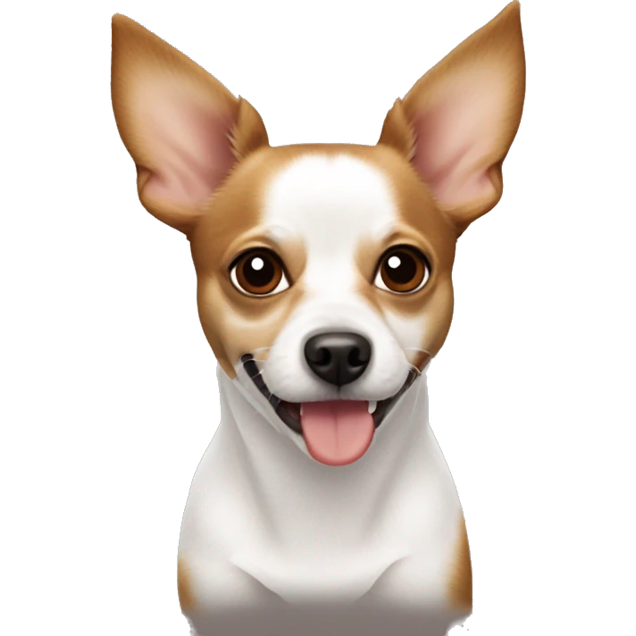 White and brown chihuahua-jack Russel terrier mixed dog  emoji