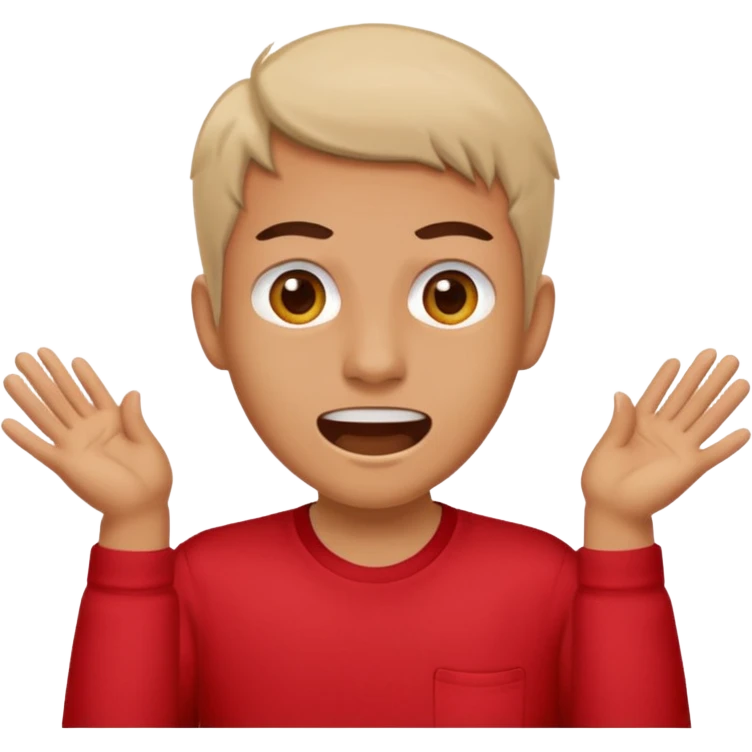 Tourist Character in Red Shirt with A slight expression of excitement and urgency emoji