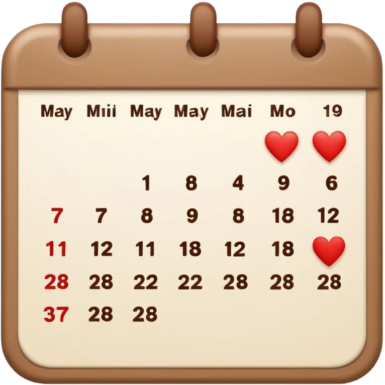 .make a November  mini calendar with right brown hearts with cream colored dates wi rounded cornersI 
 emoji