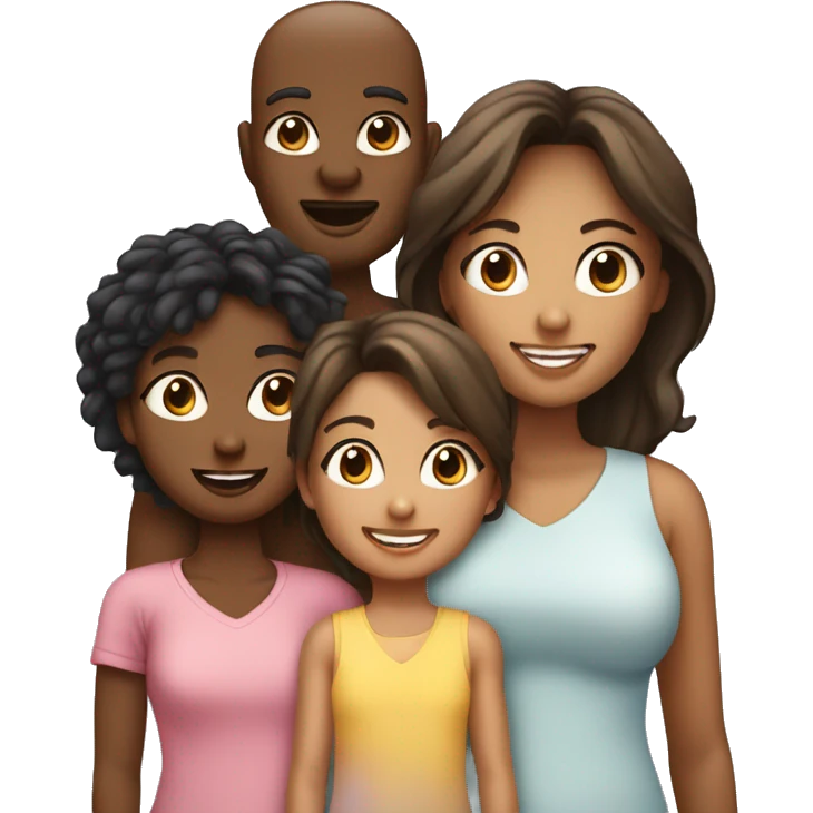 Mum and dad 3 girl kids and 1 boy kid emoji
