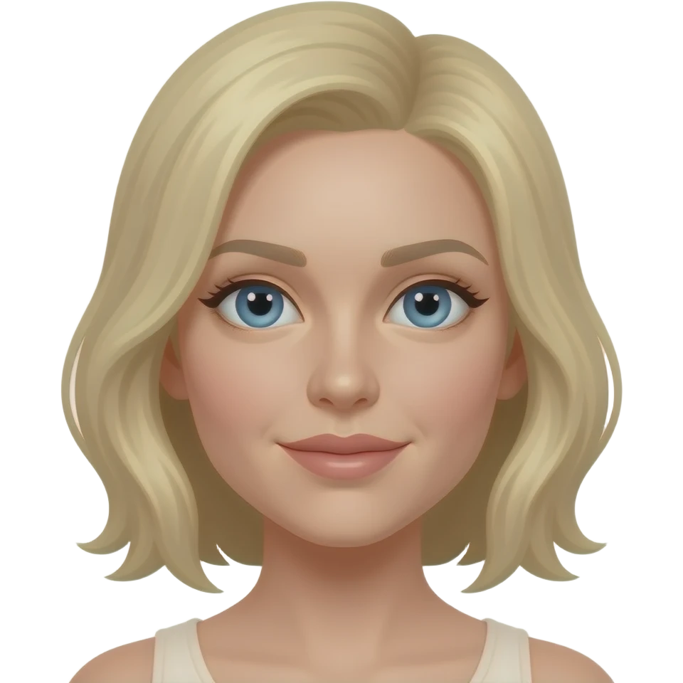 Blue eyes, fair skin, blonde hair, medium height, women emoji