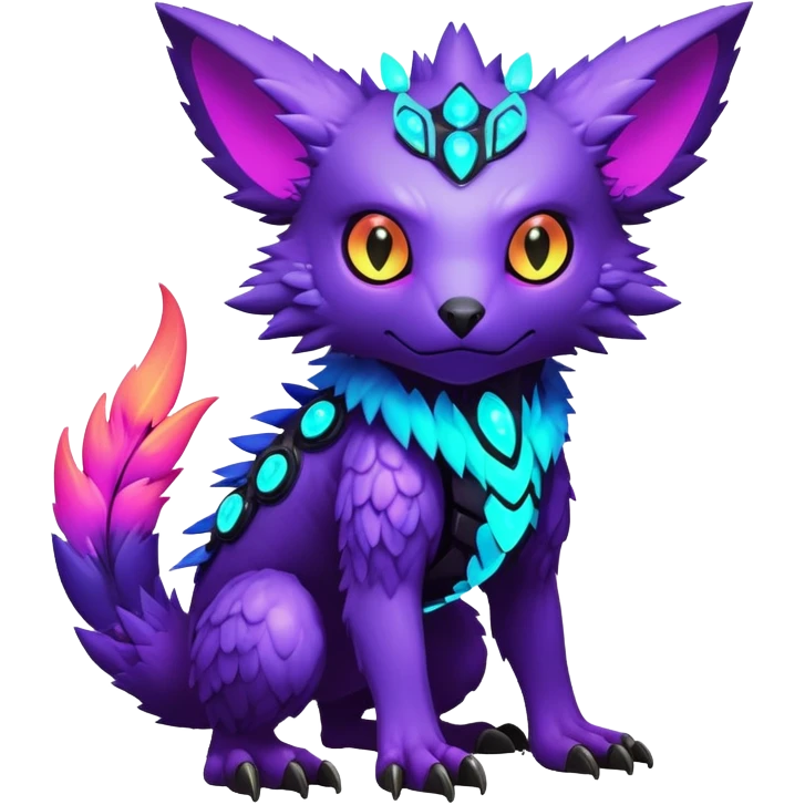  exotic futuristic lush cozy warm-colored modern colorful neon-colored cyber-Fakémon-Digimon-Trico-creature emoji