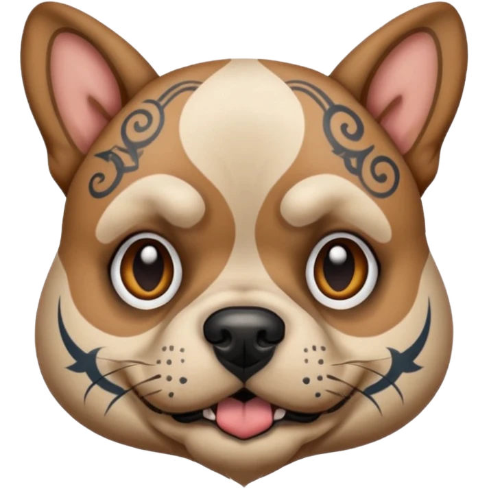 tattooed dog with heavy face tattooes emoji