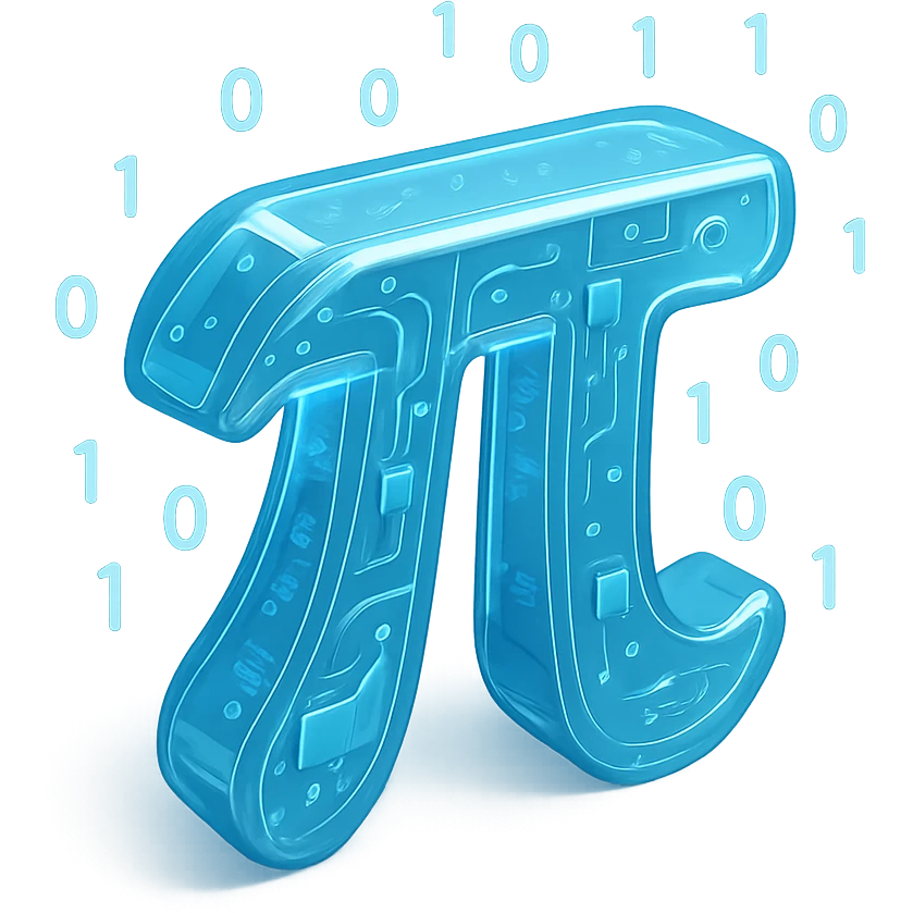  combine the π (pi) math symbol, binary code emerging from it. emoji