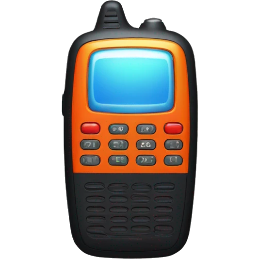 black walkie talkie with red-orange button on side emoji