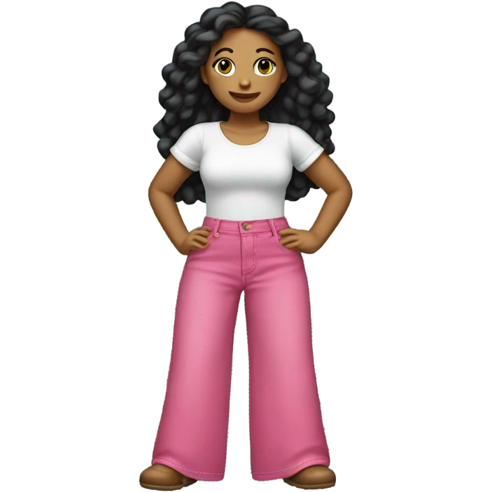 Wide leg high waisted pink jeans emoji