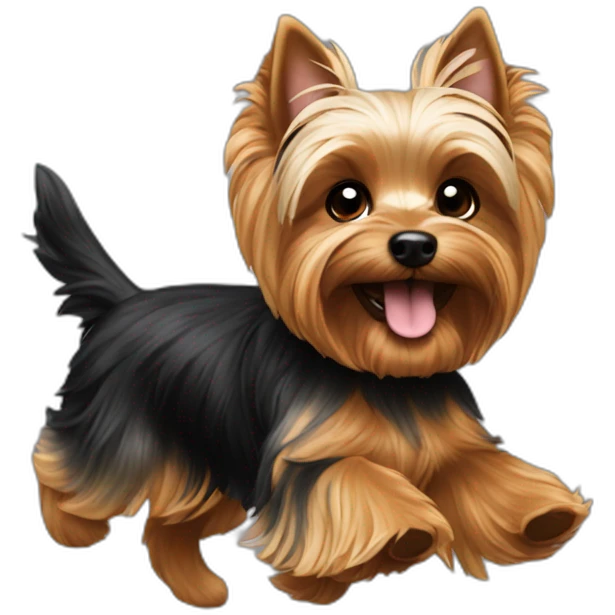yorkie running tri color emoji