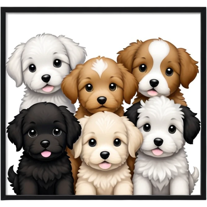 Black Doodle dog puppy litter  emoji