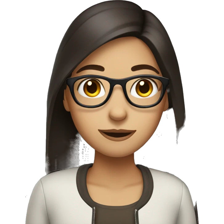 girl with dark long brown hair and glasses emoji