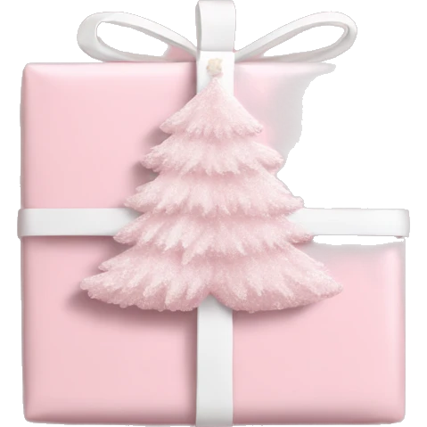 Light pink Christmas gifts under a white Christmas tree  emoji