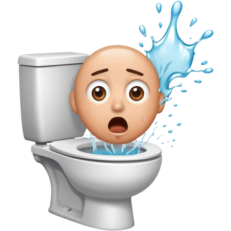 A shocked, surprised face reacting to toilet water splash emoji