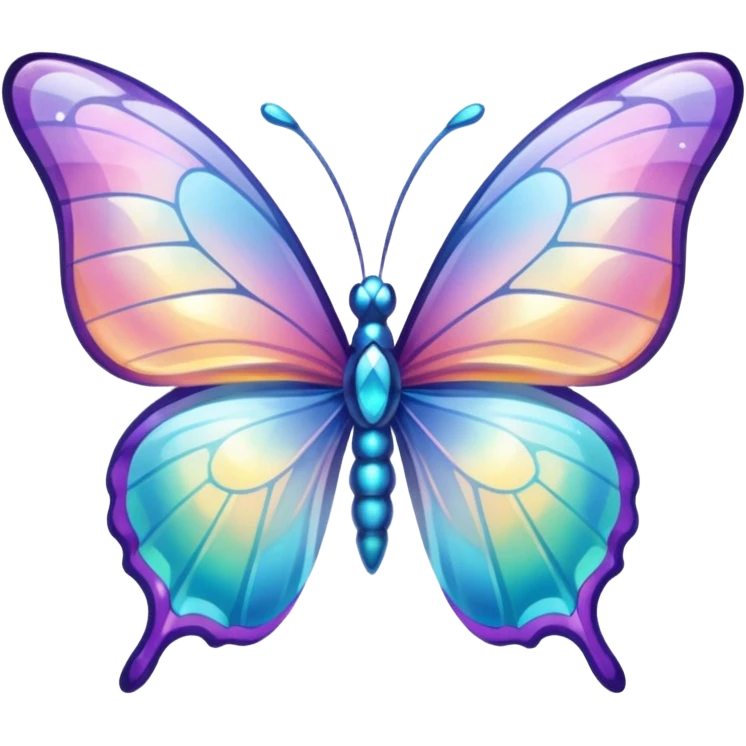 Transparent Shiny Glossy Pastel Gradient Hue Iridescent Crystal Butterfly emoji