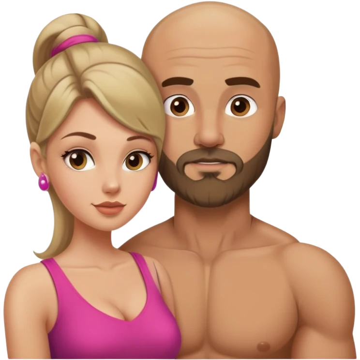 Beautiful dark blonde seducing her muscular bald beard husband emoji