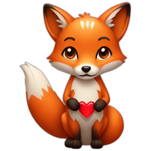 Fox with heart in hand emoji