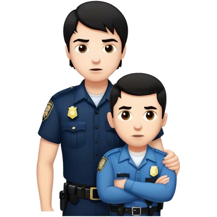 white boy with medium black hair getting arrested by ICE emoji