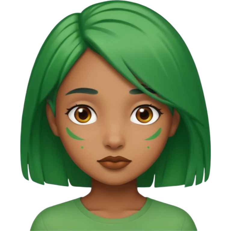 brown girl green hair  emoji