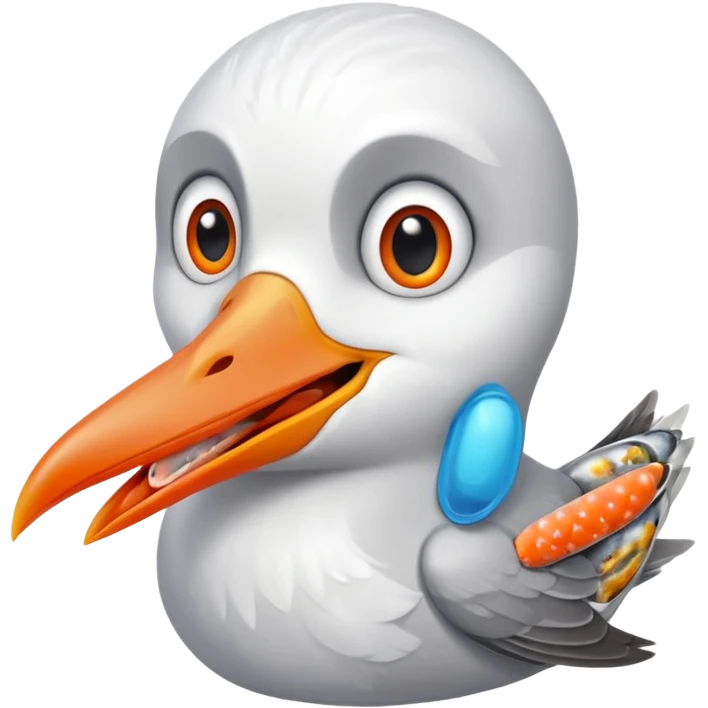 Seagull with sardine in its mouth emoji