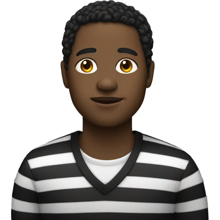 Black man in black and white striped clothes emoji