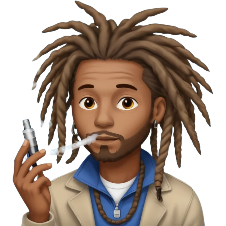 black guy with dreads hitting a vape emoji