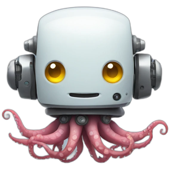 cute robot with octopus horns emoji