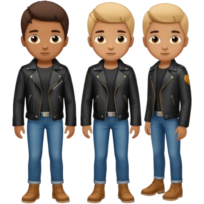 Boy in leather jocket, full body, different color leather jocket, close up emoji