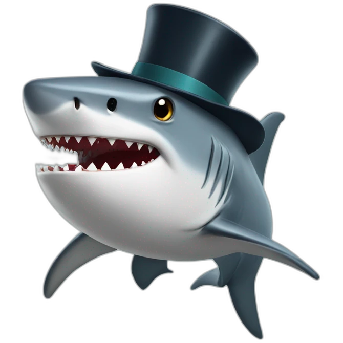 Shark with a top hat emoji