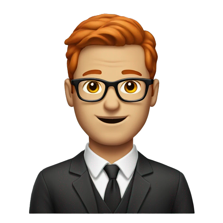 Redhead man with glasses clean shaven emoji
