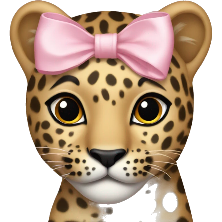leopard with light pink bow on head emoji
