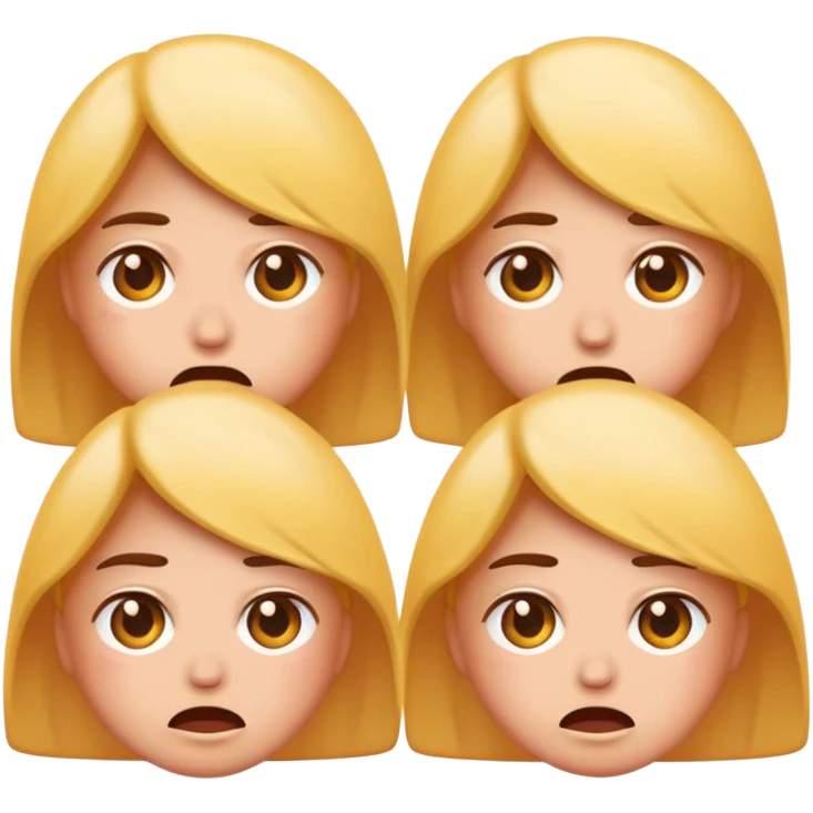 Embarrassed sweating face, followed by three female emoji icons in a row emoji
