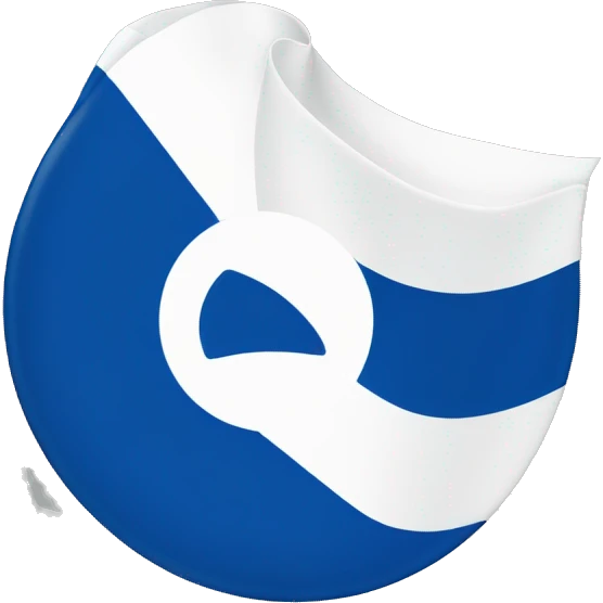 A blue flag with one White circle in center, on the circle ONE lightbolt  emoji