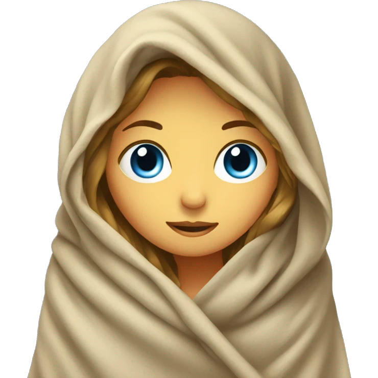 girl inside a blanket blue eyes emoji