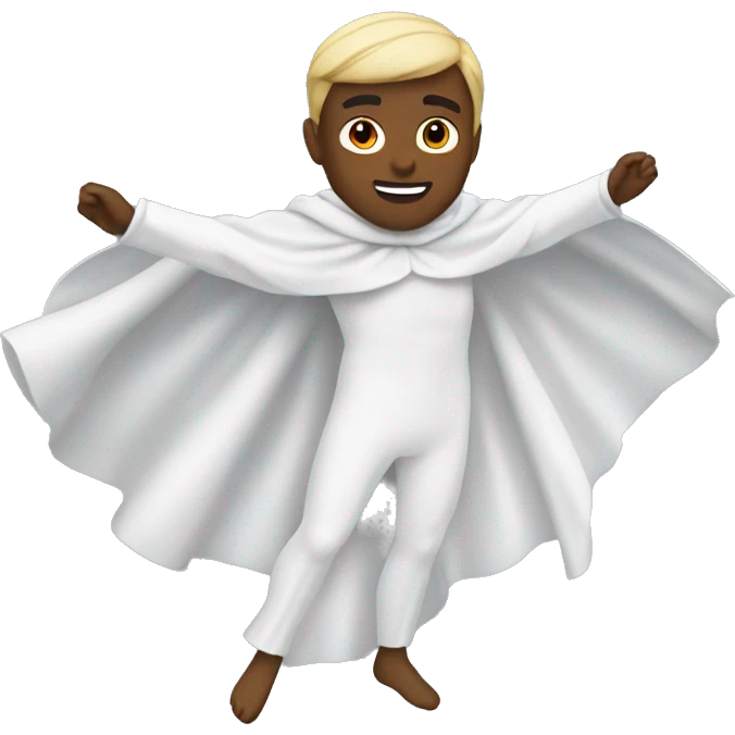 flying white cape without hood emoji