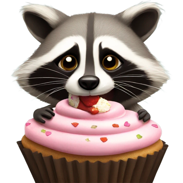 Racoon eating a cupcake emoji
