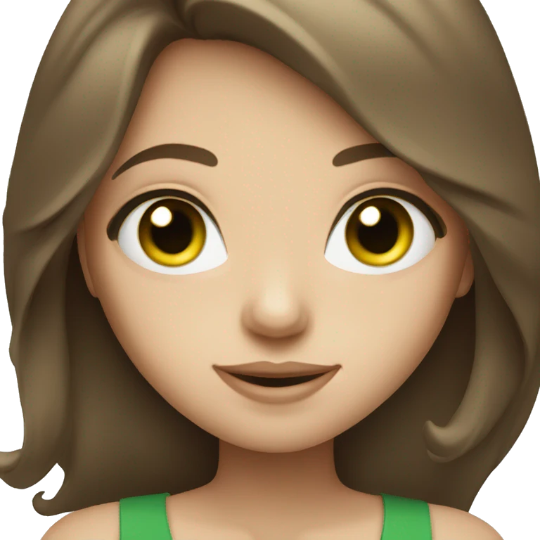 brown hair girl with green eyes with white skin emoji