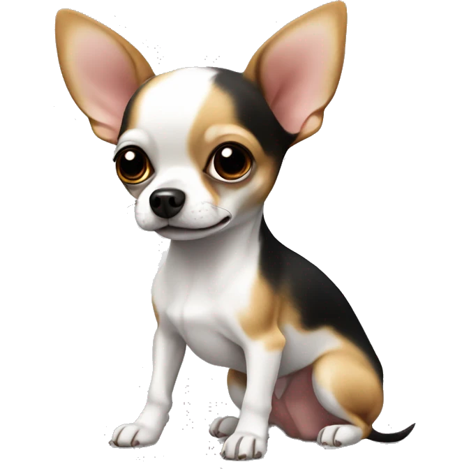 tricolor chihuahua with white body and spot on butt  emoji