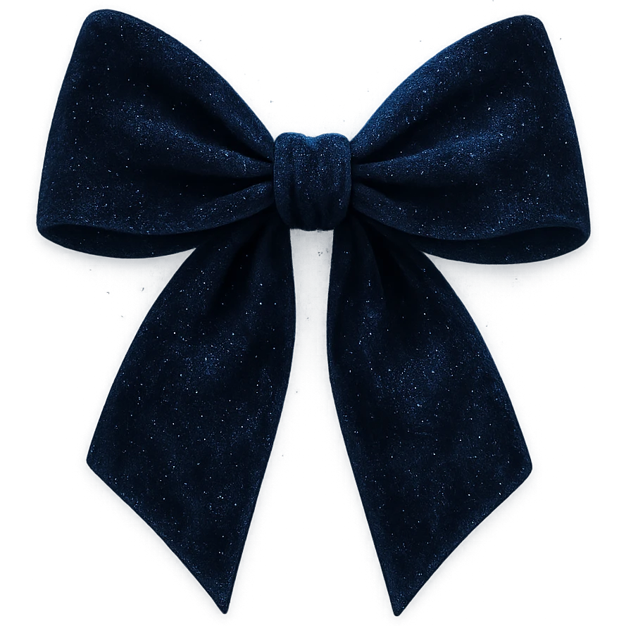 a midnight bow with dark blue velvet texture, shimmering with silver flecks, and a faint ethereal glow emoji