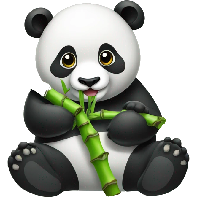 Panda eating bamboo while it's enzyme emoji