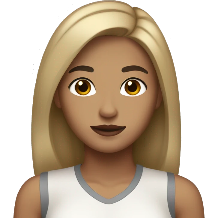 Girl with light brown hair thick black eyebrows brown eyes tan skin emoji