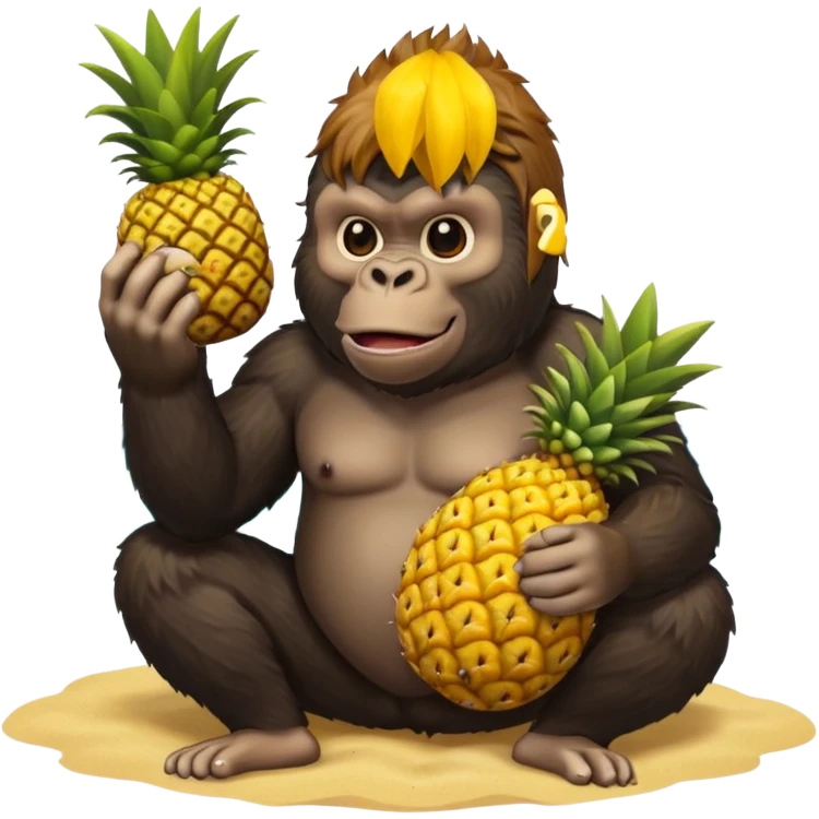 Gorilla pinapple on a beach emoji