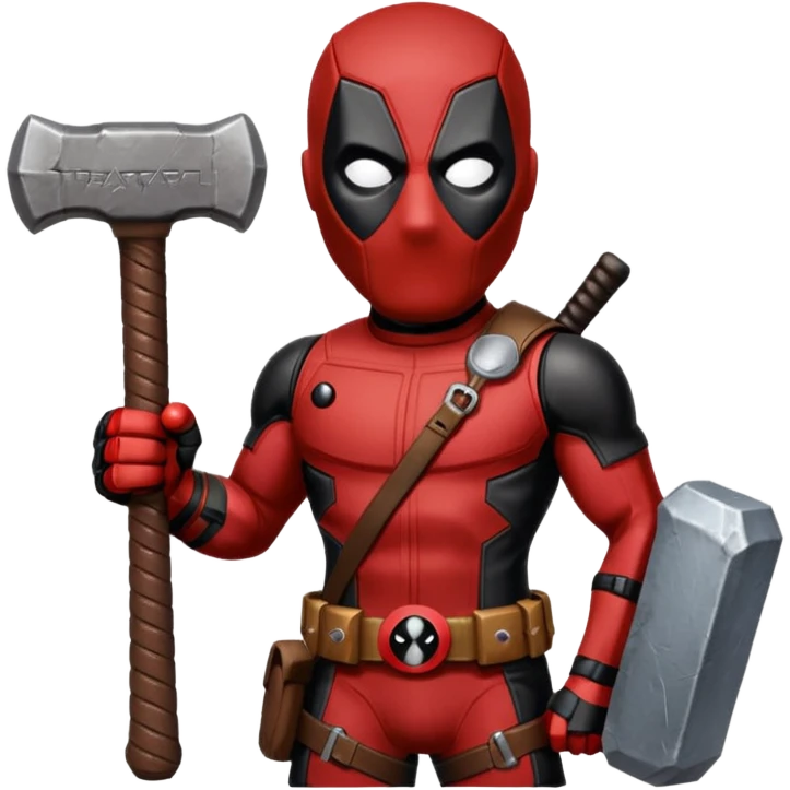 Deadpool holding thors hammer emoji