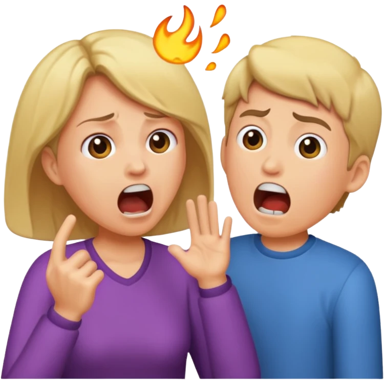 A mom screaming at a boy emoji