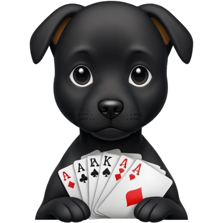 a black dog with poker face emoji