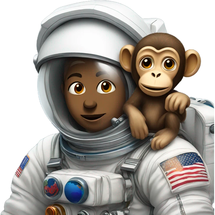 astronaut with a monkey emoji