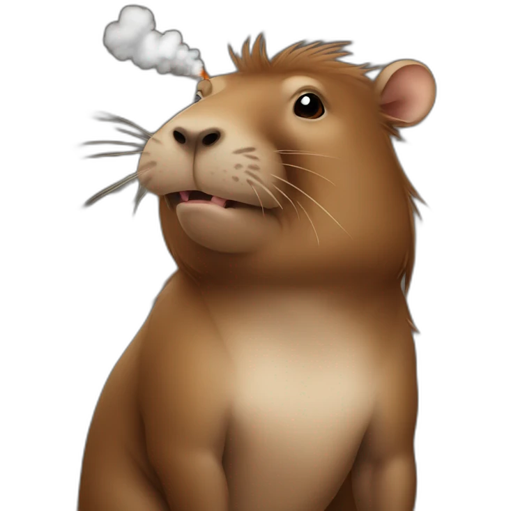 A capibara with a smoking emoji