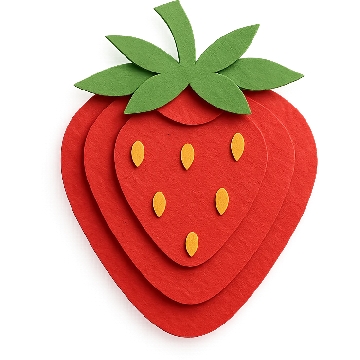 strawberry with layered paper effect emoji